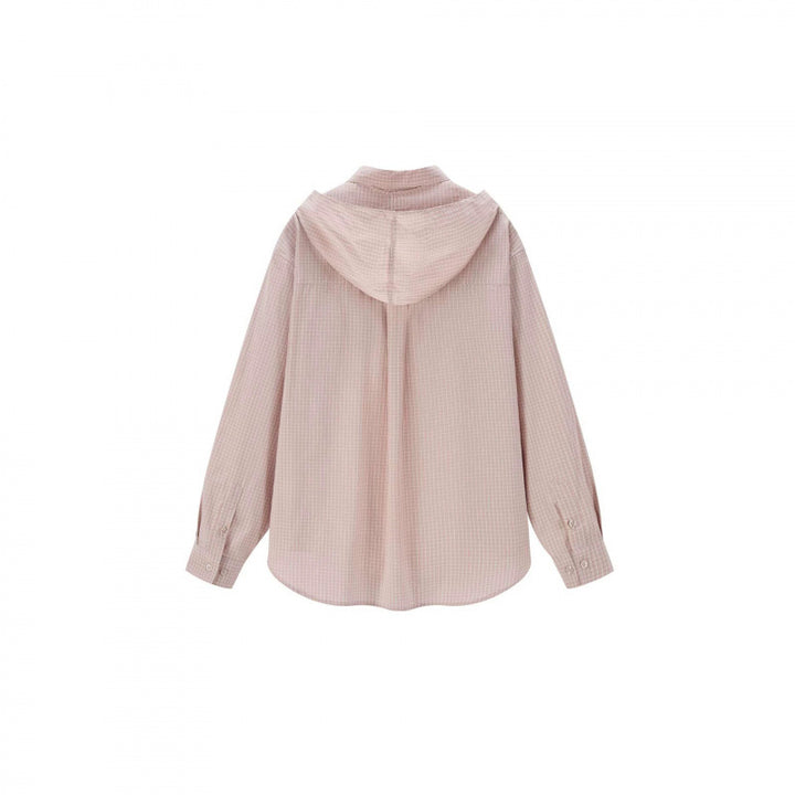 Damen Karo-Hemd mit angenähter Halstuch-Detail und legerer Oversize-Silhouette Drune