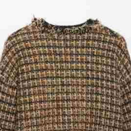 Damen Bouclé-Tweed-Croppedjacke mit Fransenbesatz und Rundhalsausschnitt Drune