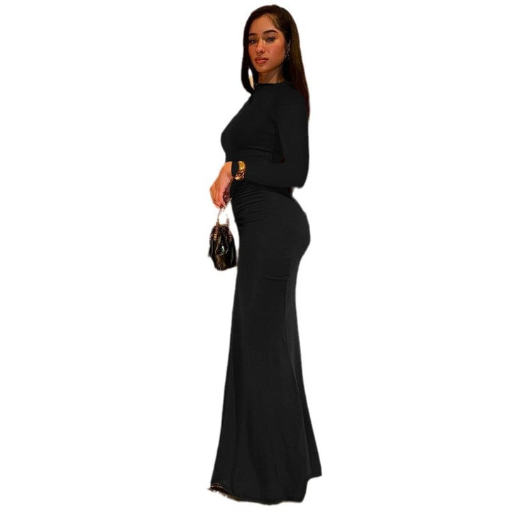 Damen Elegantes Langarm-Maxi-Kleid mit figurformendem Design Drune