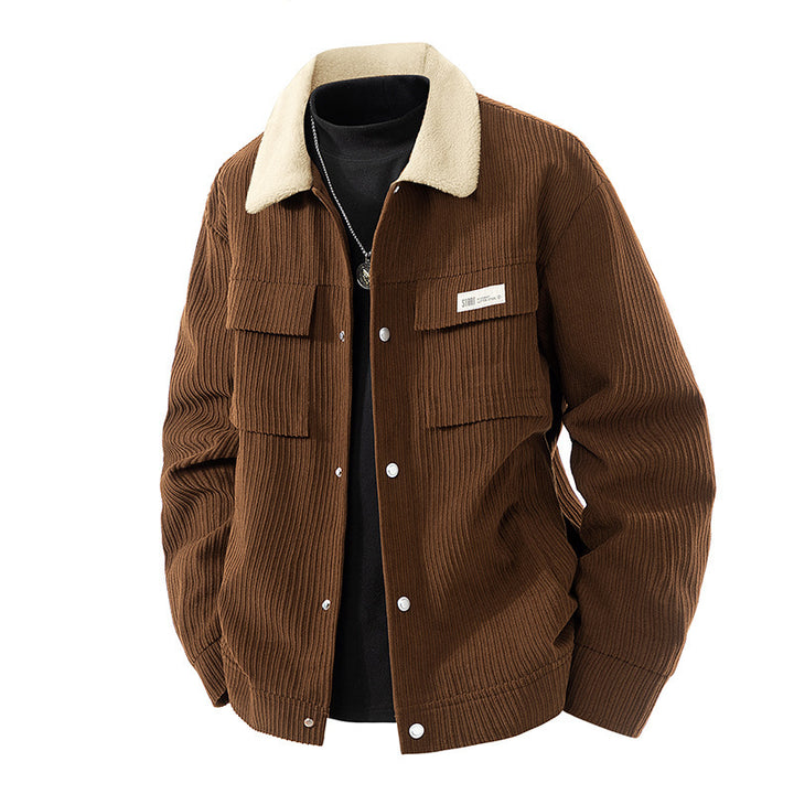 Herren Modische Cordjacke mit Fleecefutter Drune