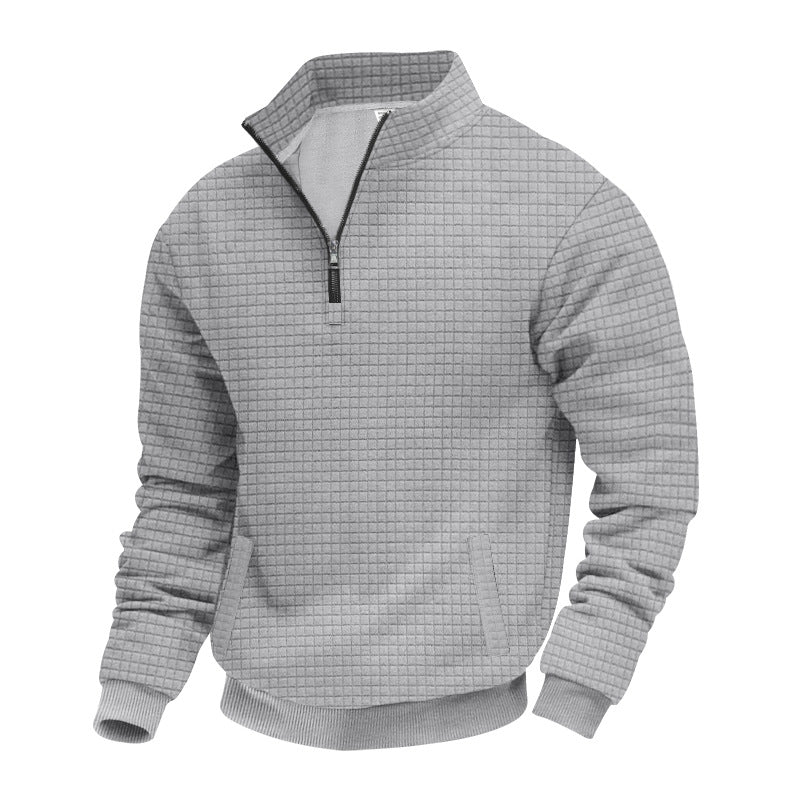 Herren Fleece-Pullover mit strukturiertem Design und hohem Kragen Drune