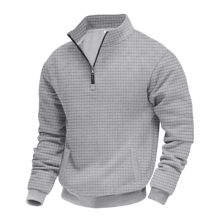 Herren Fleece-Pullover mit strukturiertem Design und hohem Kragen Drune