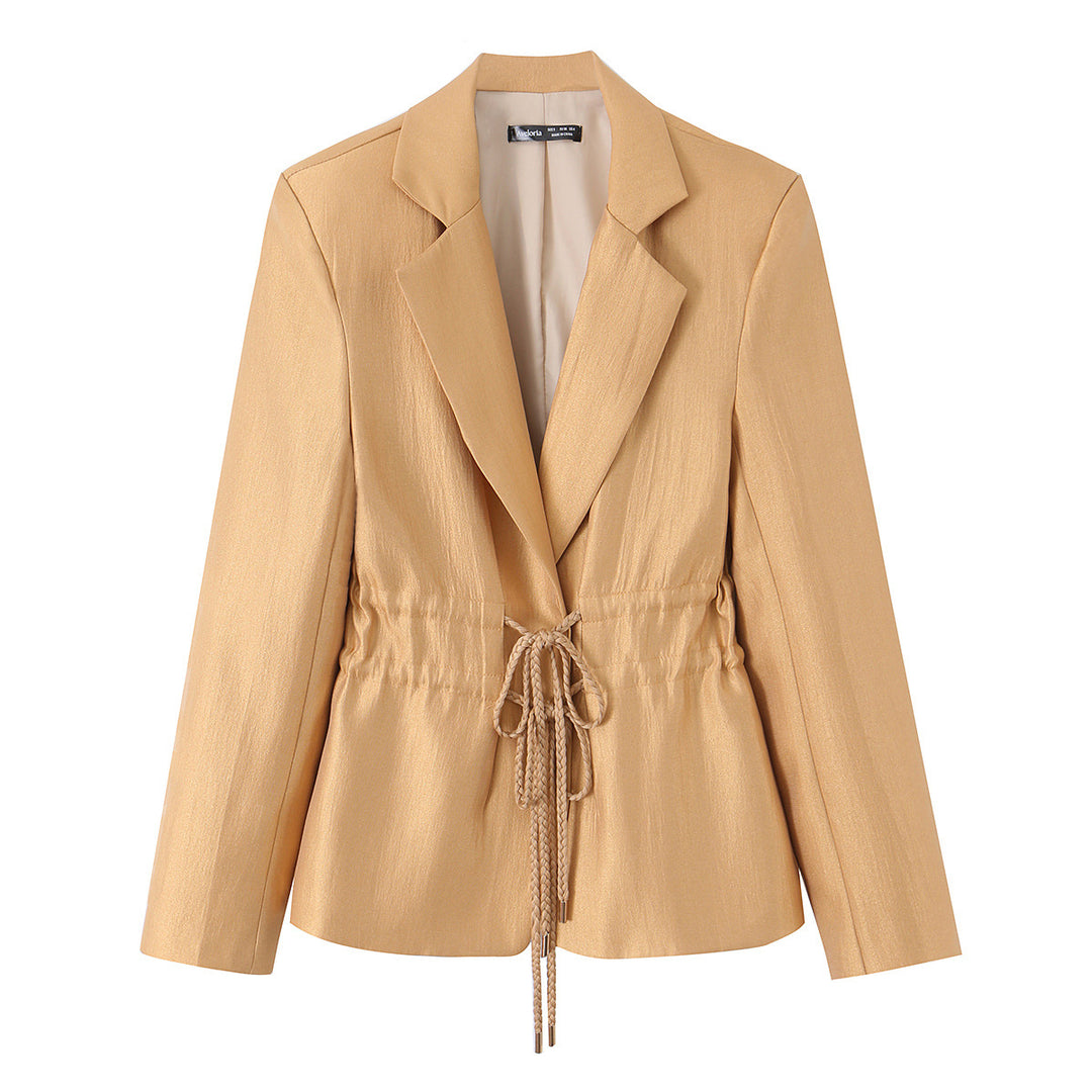 Damen Taillierter Blazer mit Kordelzug und Reverskragen Drune