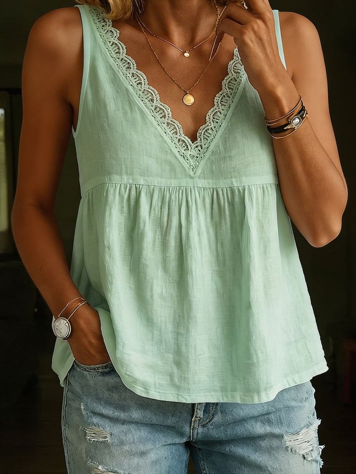 Damen lässige Bluse mit Spitzenbesatz Drune
