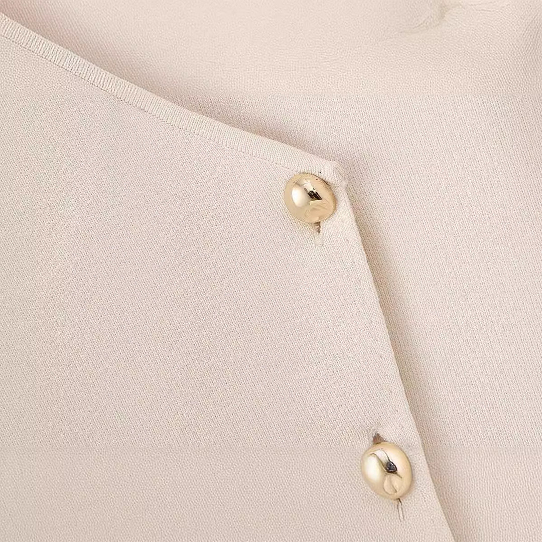Damen elegante Wickeljacke mit Knopfdetails Drune