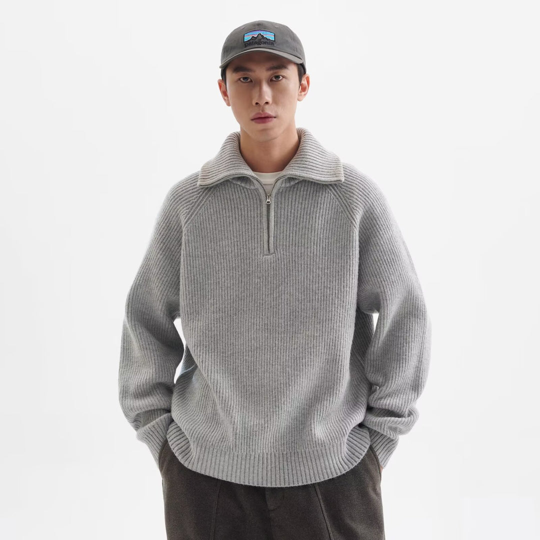Herren Hochwertiger Pullover mit Stehkragen und Reißverschluss Drune