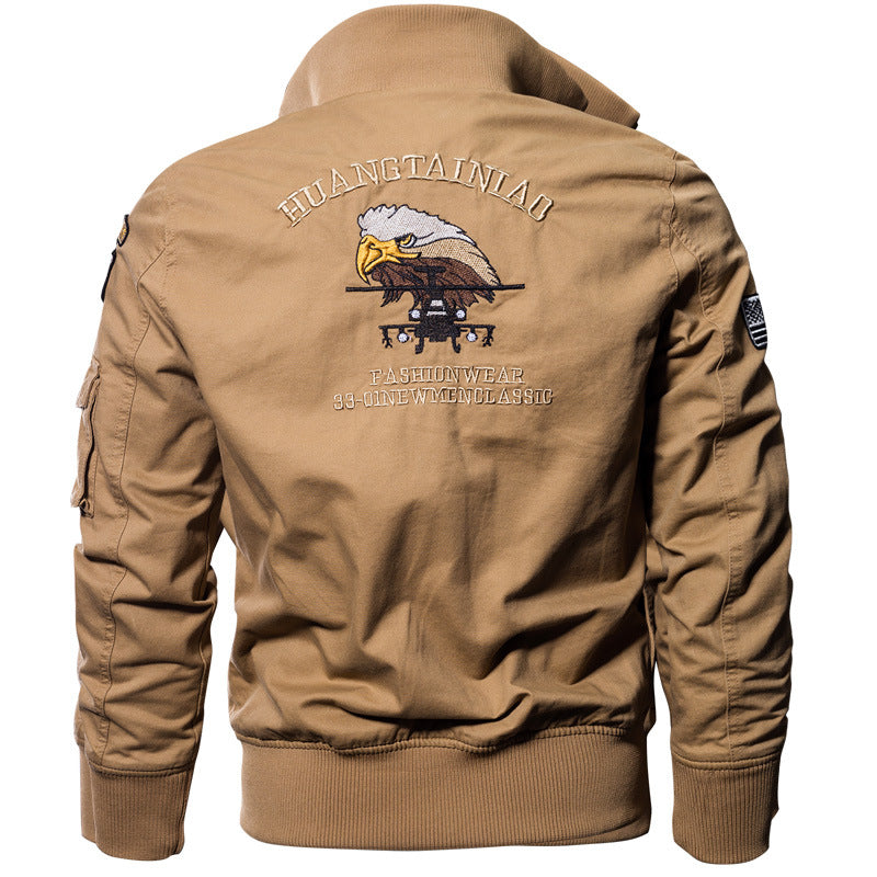 Herren nan leichte Utility Bomberjacke mit bestickten Abzeichen und Taschen Drune