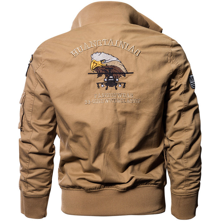 Herren nan leichte Utility Bomberjacke mit bestickten Abzeichen und Taschen Drune