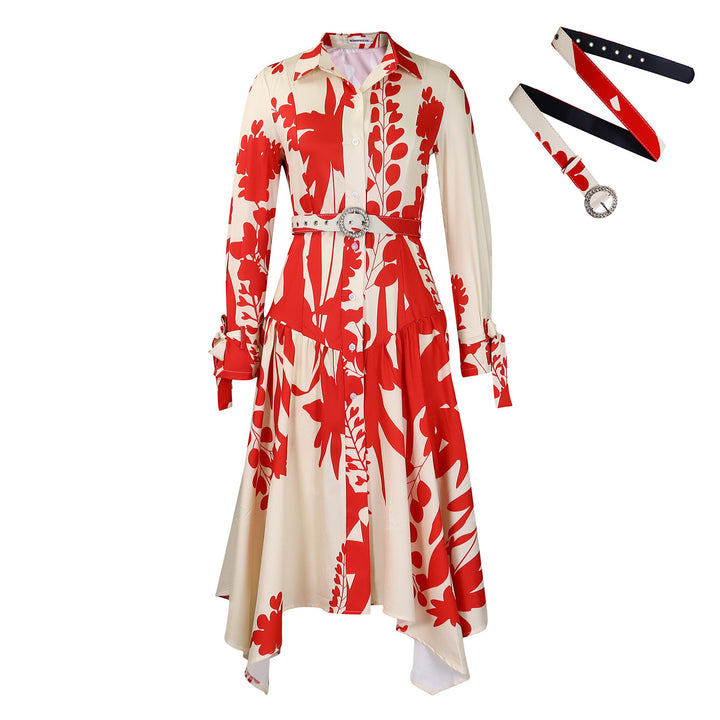 Damen Hemdkleid mit Rüschen und modischem Gürteldetail Drune
