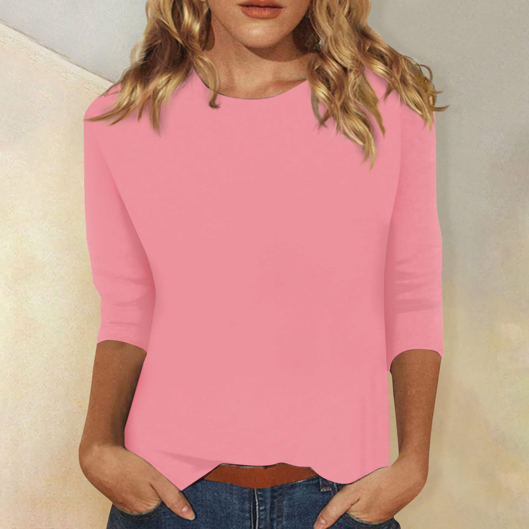 Damen Leichtes Feinstrick-Shirt mit dreiviertelärmeln und Rundhalsausschnitt Drune