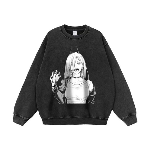 Damen Sweatshirt mit kreativem Anime-Motiv und lässigem Schnitt Drune