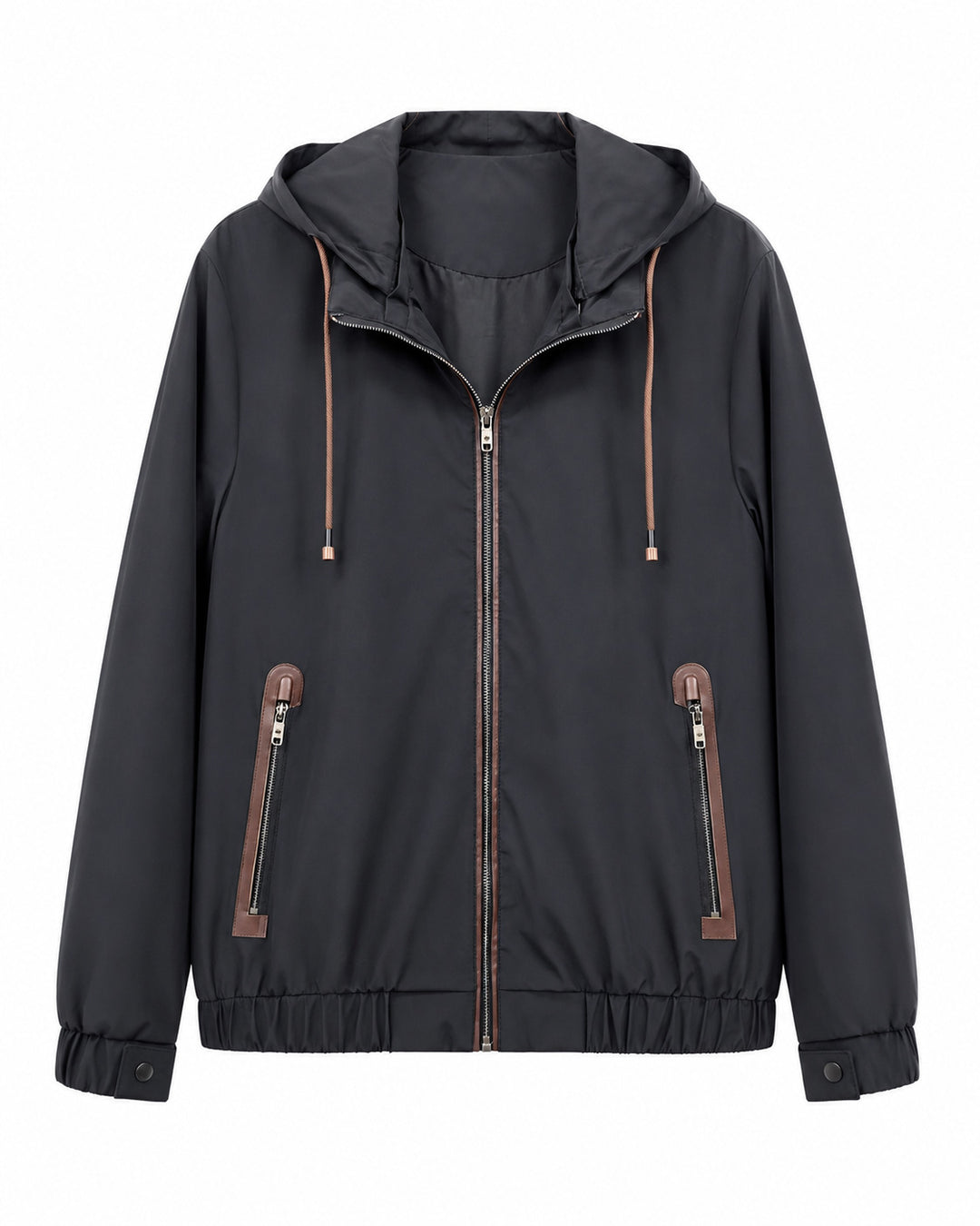 Herren Leichte Softshell‑Hoodiejacke mit wasserabweisender Außenlage, Lederapplikationen und Reißverschlusstaschen Drune