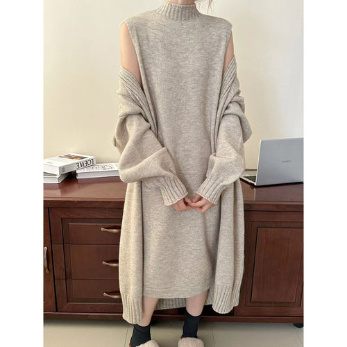 Damen modisches Strickkleid mit Kapuze und lässigem Schnitt Drune