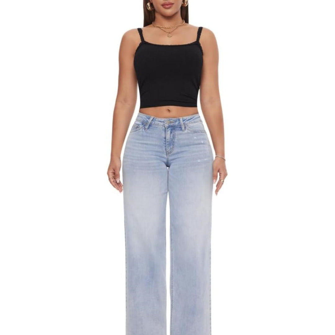 Damen Weite High‑Waist Schlagjeans aus Stretch Denim Drune
