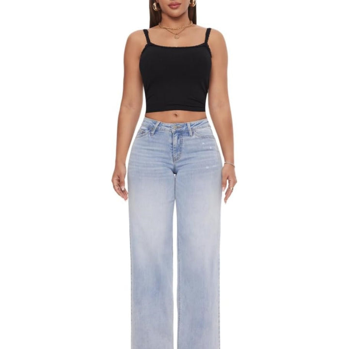 Damen Weite High‑Waist Schlagjeans aus Stretch Denim Drune