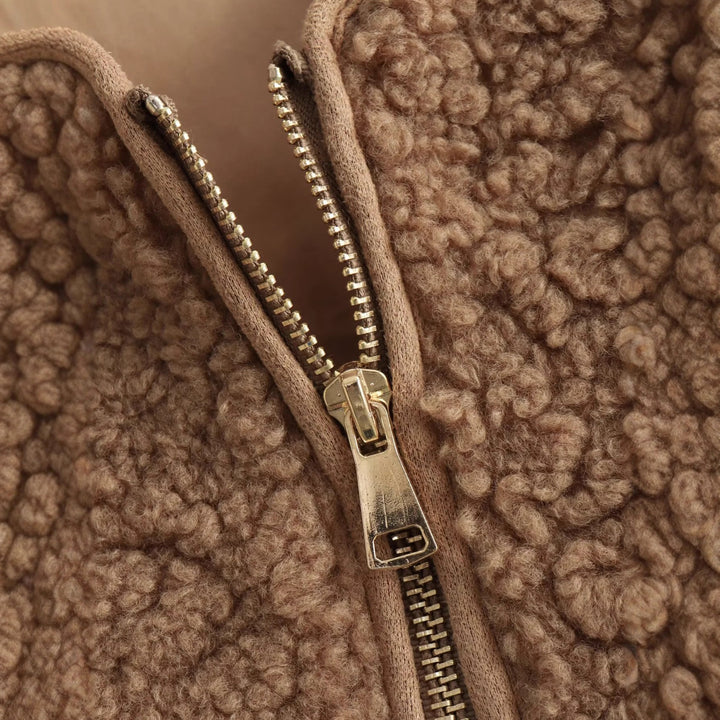 Damen kuschelige Teddyjacke mit Reißverschluss und praktischen Taschen Drune