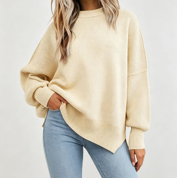 Damen Kastiger Feinstrickpullover mit asymmetrischem Zipfelsaum Drune