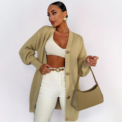 Damen Strickmantel mit oversized Schnitt und eleganten Knopfdetails Drune