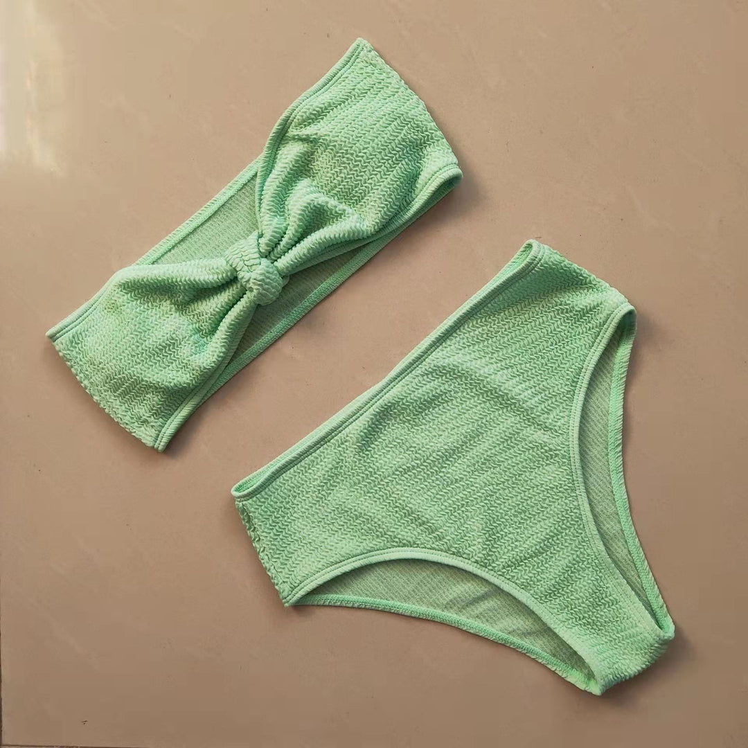 Damen Bikini-Set mit strukturierter Oberfläche und modischem Knoten Drune