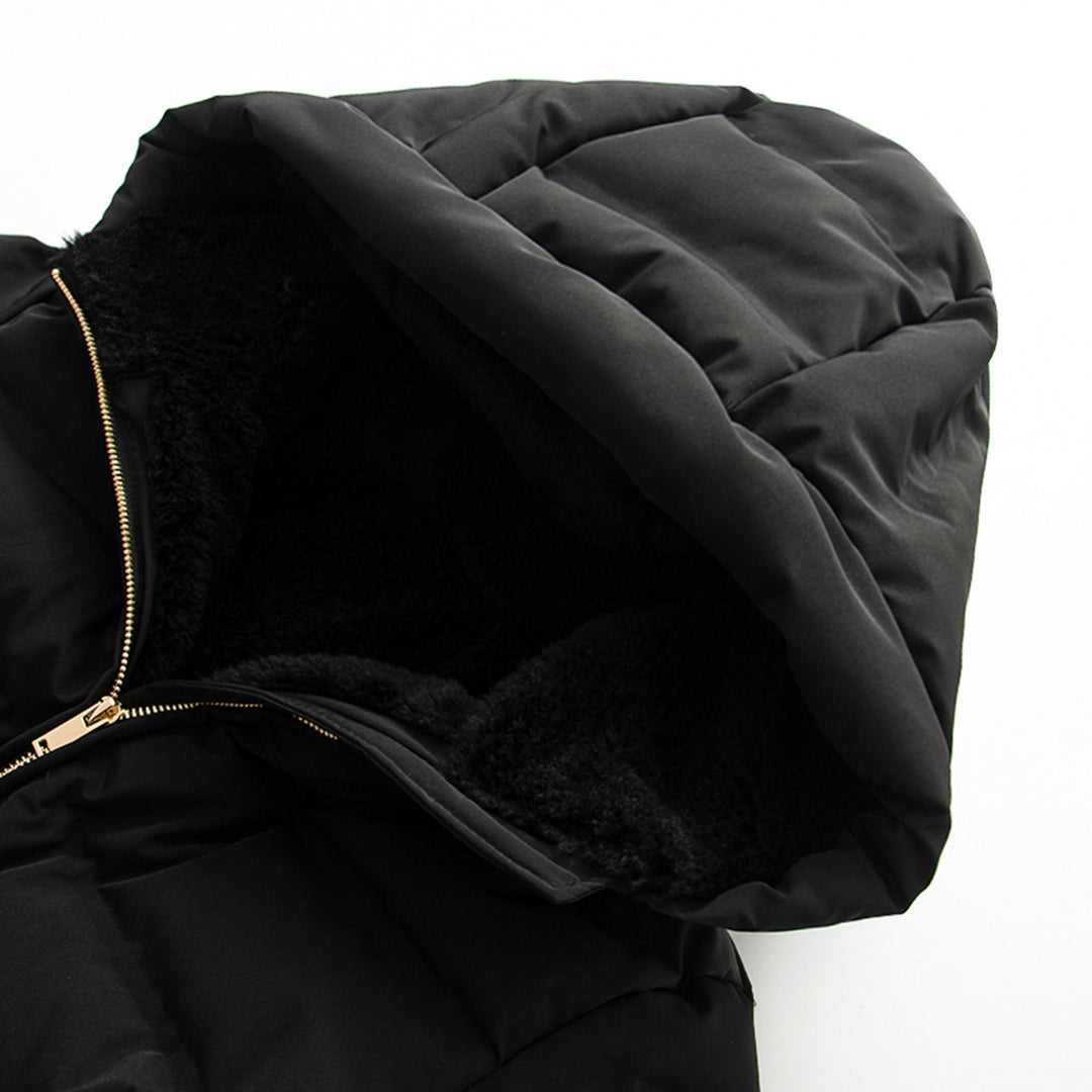 Damen nan taillierte gesteppte Winterjacke mit Kapuze, elastischem Taillengürtel und thermischer Synthetikfüllung Drune