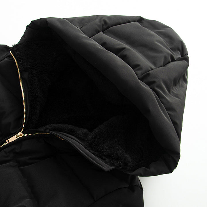 Damen nan taillierte gesteppte Winterjacke mit Kapuze, elastischem Taillengürtel und thermischer Synthetikfüllung Drune