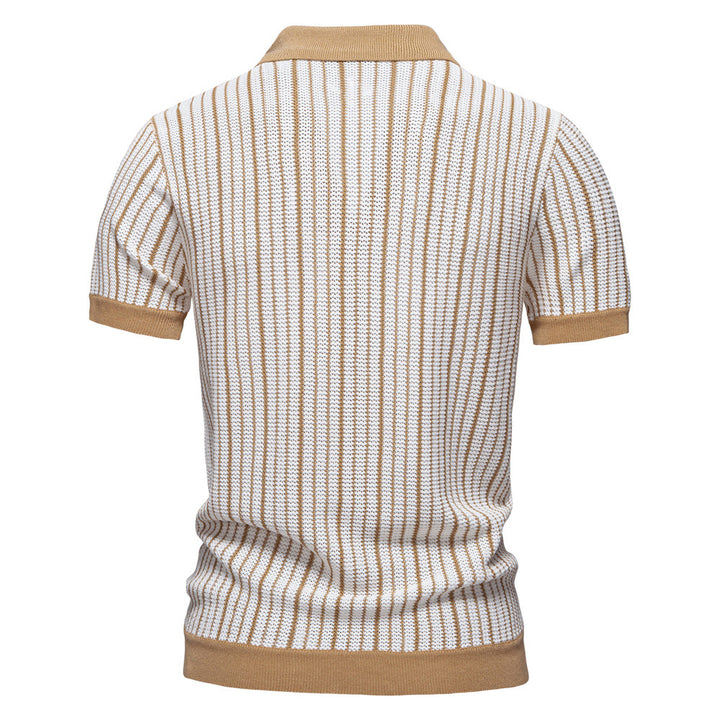 Herren Kurzarm-Designerhemd mit strukturiertem Muster und modernem Kragen Drune