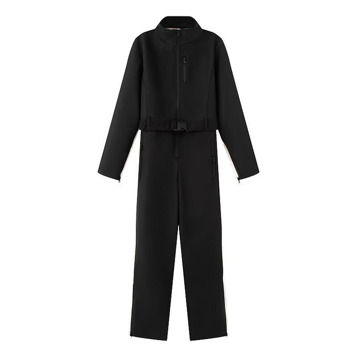 Damen Utility-Overall mit hohem Kragen, funktionalen Reißverschlüssen und Taillengürtel Drune