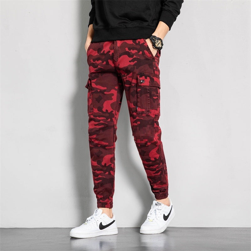Herren Camouflage-Cargo-Jogginghose im tapered Schnitt mit elastischem Bund, Utility‑Taschen & gerippten Knöchelbündchen Drune