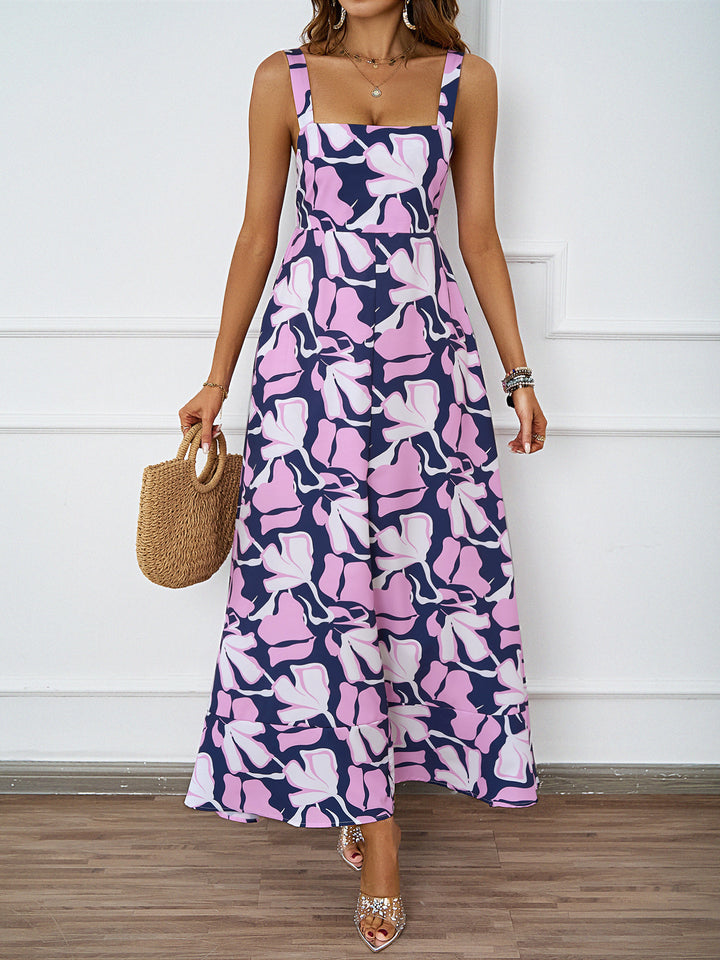 Damen Maxikleid mit floralem Design und raffinierten Trägern Drune