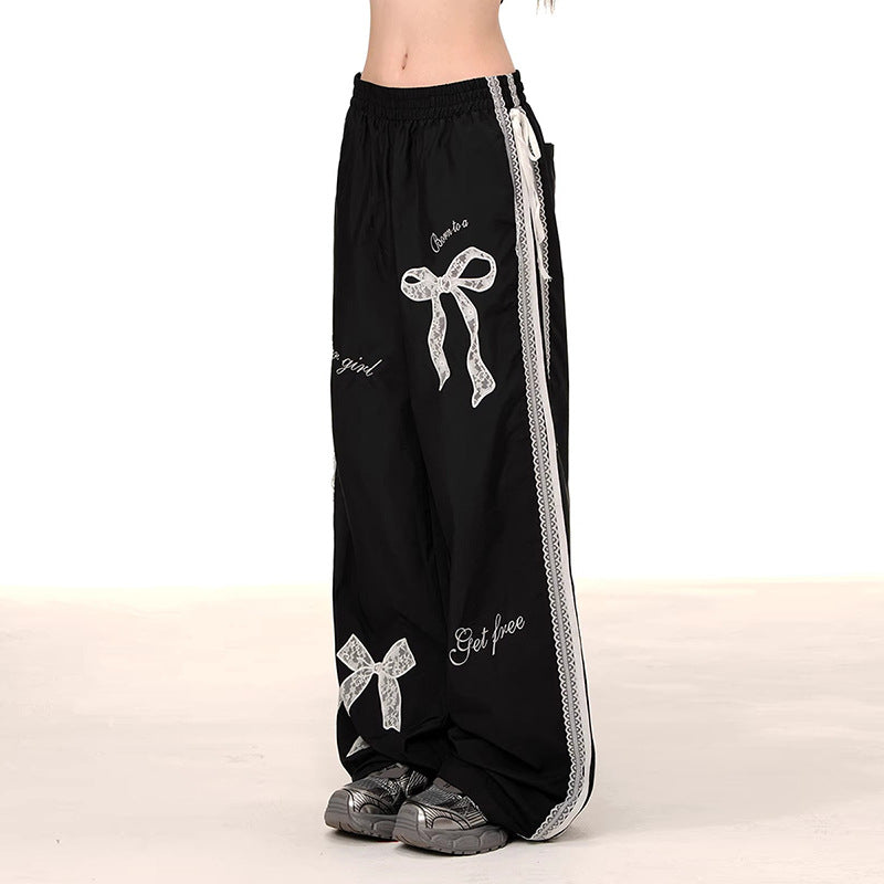 Damen Bequeme Freizeithose mit Dekorativen Schleifen Drune