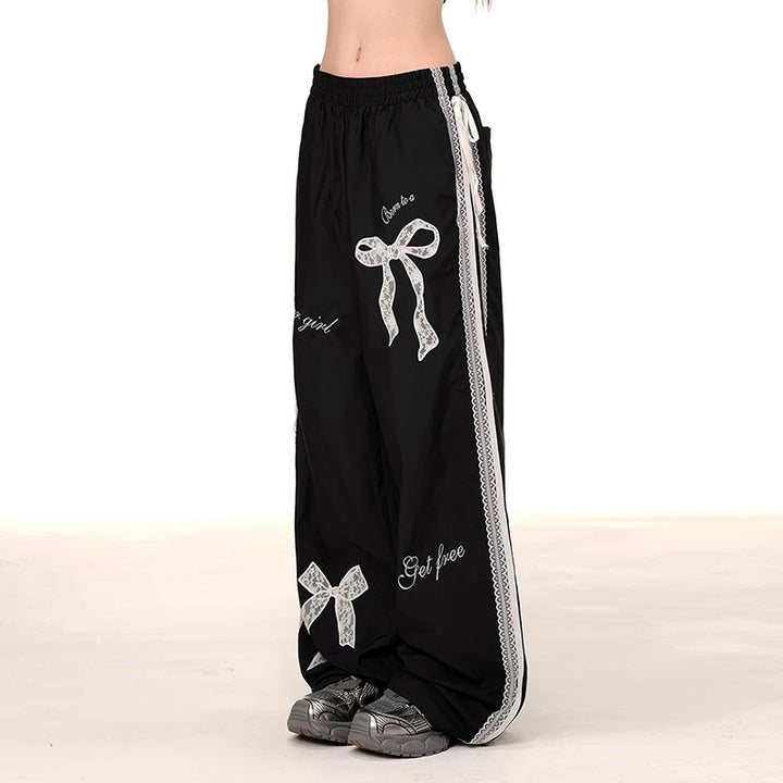 Damen Bequeme Freizeithose mit Dekorativen Schleifen Drune