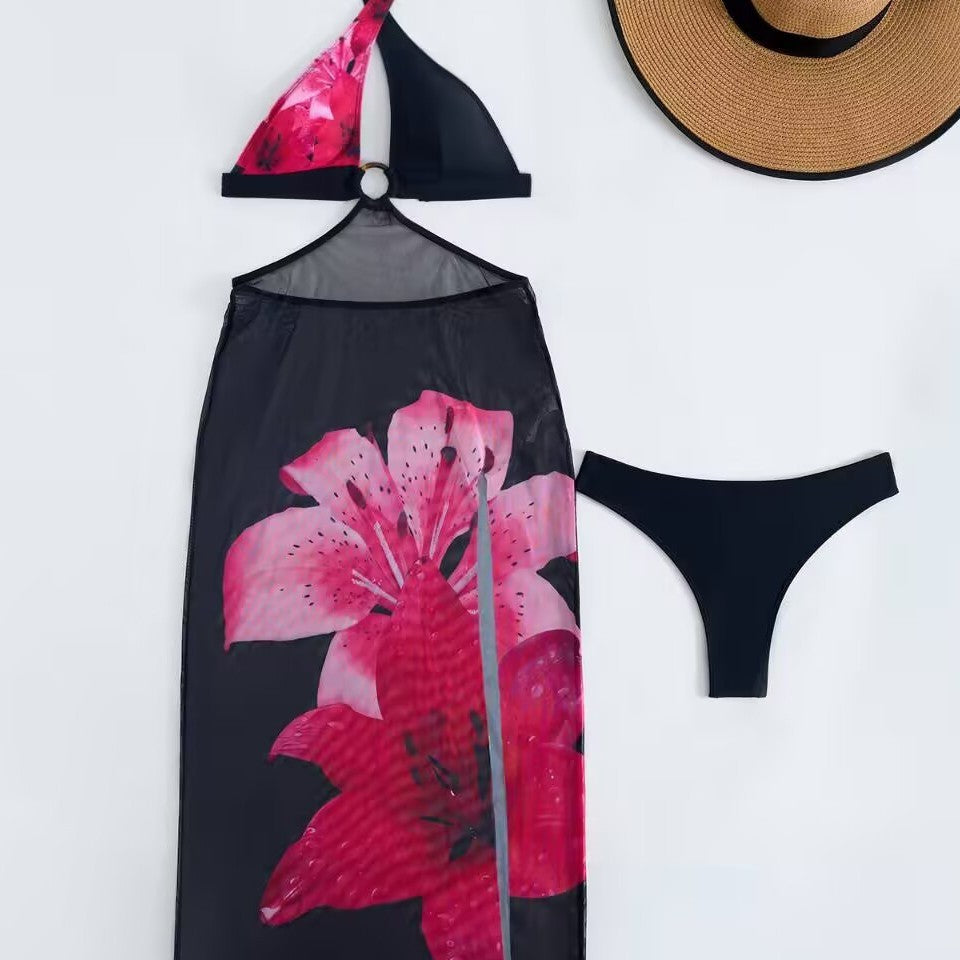 Damen Bikini-Set mit floralem Überwurf Drune