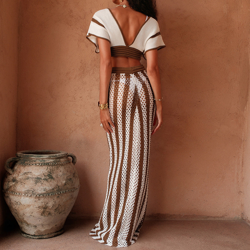 Damen Crop-Top und eleganter Palazzo-Hose Set Drune
