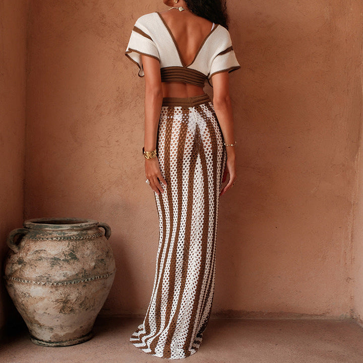 Damen Crop-Top und eleganter Palazzo-Hose Set Drune