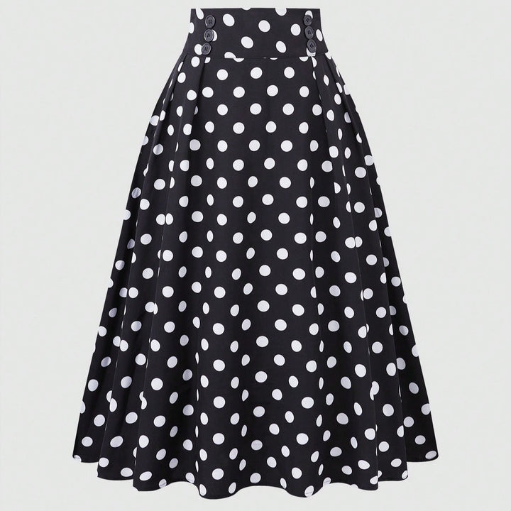 Damen Eleganter Midirock mit Polka Dots Drune
