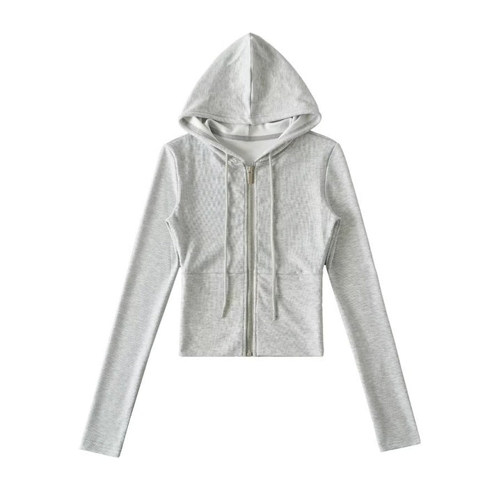 Damen Crop-Hoodie mit praktischem Reißverschluss und sportlichem Design Drune