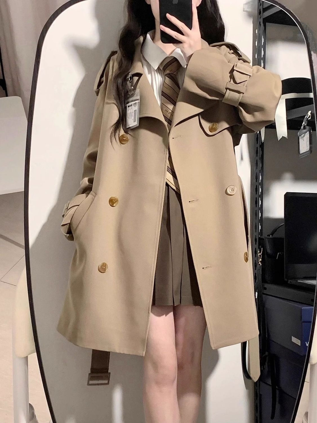 Damen Modischer Trenchcoat mit oversized Schnitt Drune