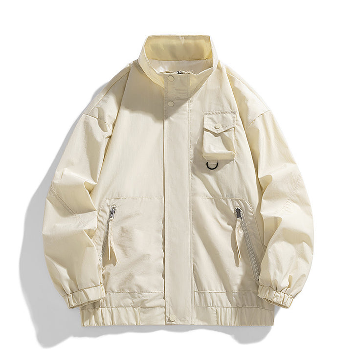 Herren Leichte technische Utility-Übergangsjacke mit Stehkragen und Multifunktionstaschen Drune