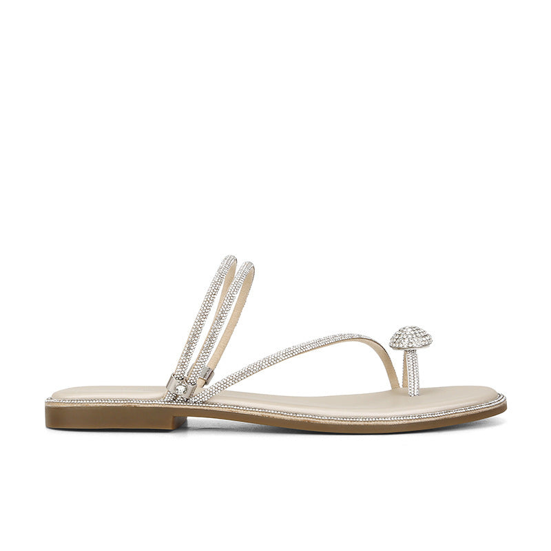 Damen Elegante mit Strass-Verzierte Rutsch-Sandalen Drune
