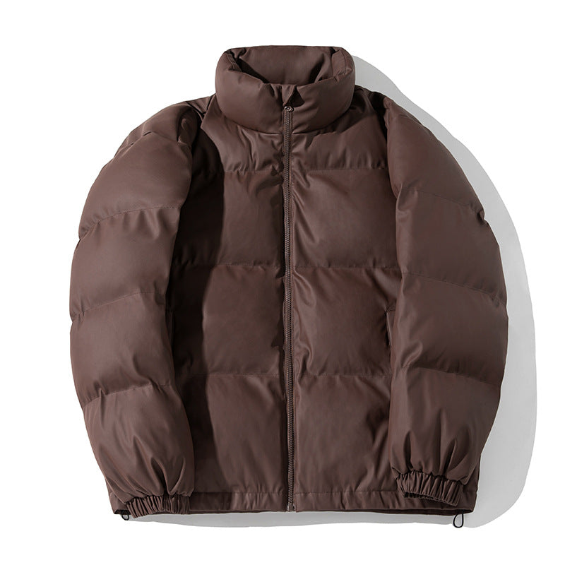 Unisex Voluminöse Pufferjacke mit Stehkragen, minimalistischer Silhouette und verstellbarem Saum Drune