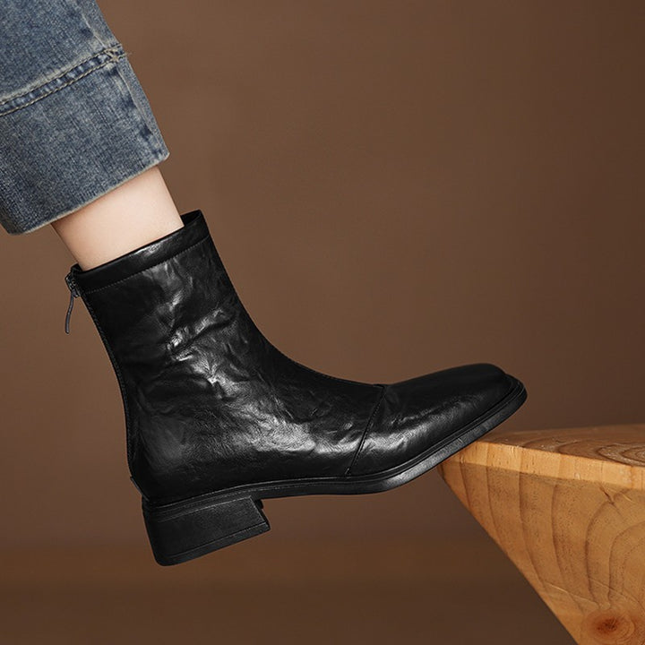 Damen Modische Stiefeletten mit Reißverschluss Drune