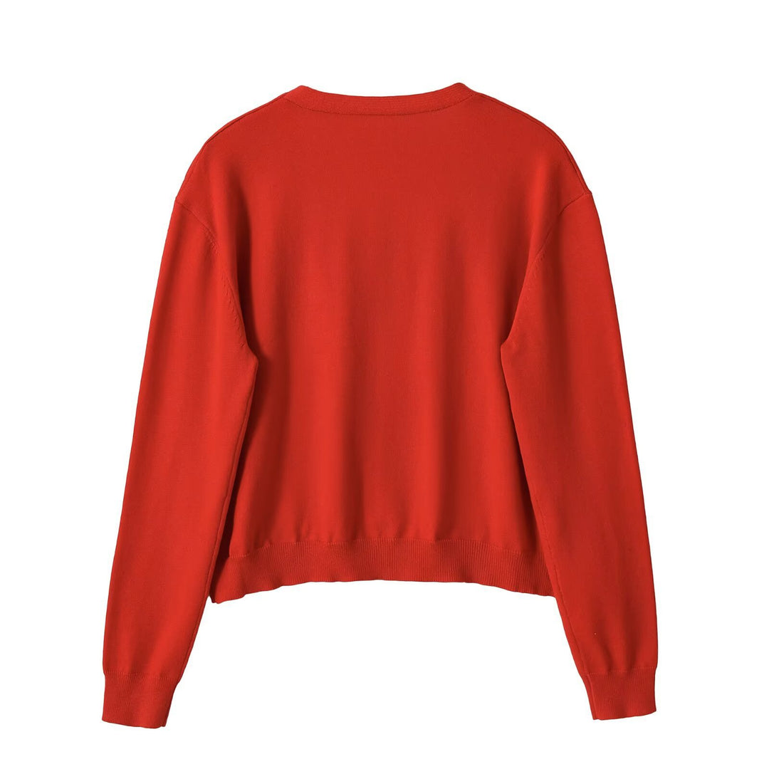 Damen Tief ausgeschnittene Cropped-Cardigan mit durchgehender Knopfleiste Drune