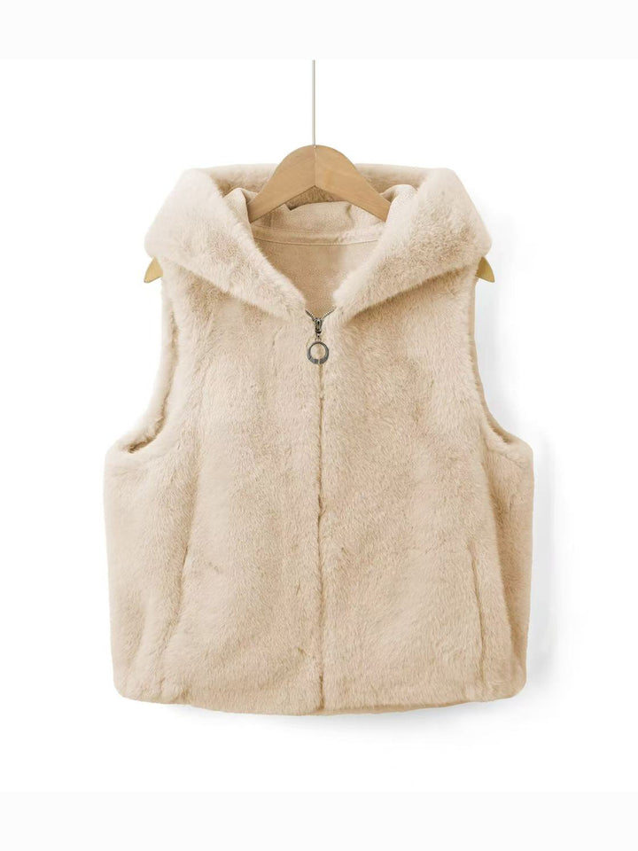 Damen Fleece-Weste mit Kapuze Drune