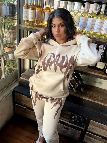 Damen Sportliches Hoodie- und Jogginghose-Set mit einzigartigem Grafikdruck Drune