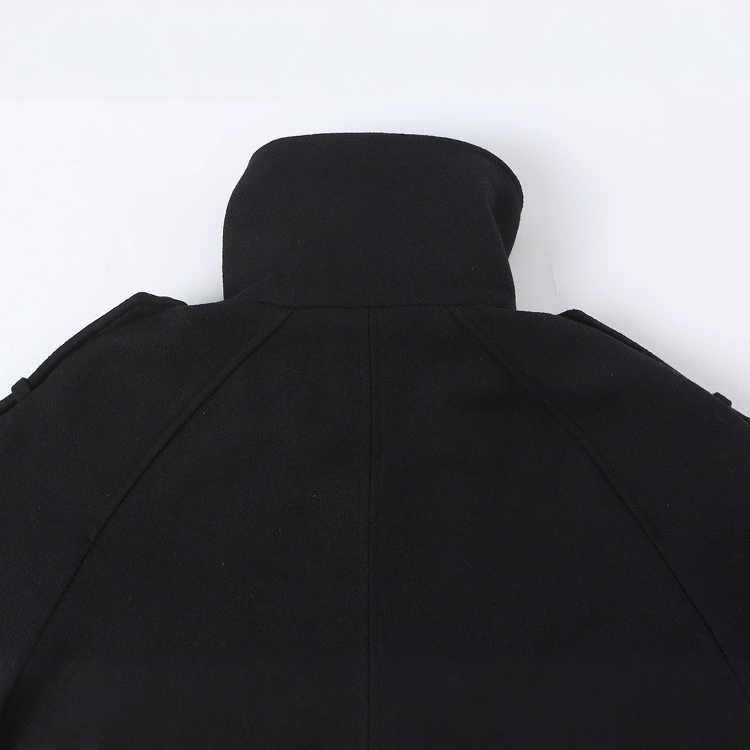 Damen Kurze Doppelreihige Cabanjacke mit hohem Stehkragen und Schulterriegeln Drune