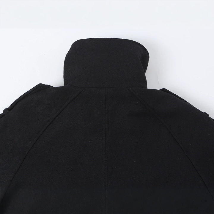 Damen Kurze Doppelreihige Cabanjacke mit hohem Stehkragen und Schulterriegeln Drune