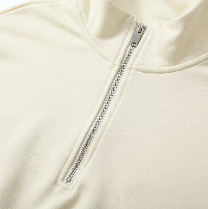 Damen Oversize Pullover mit Halbzip‑Stehkragen, elastischem Saum und überschnittenen Ärmeln Drune