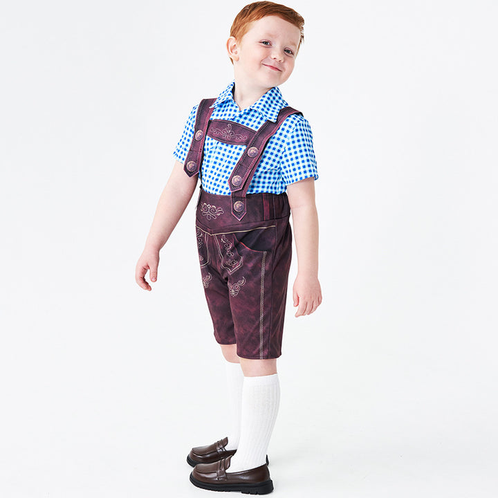 Herren nan kurze Trachtenlederhose mit verstellbaren Trägern und traditioneller Stickerei Drune