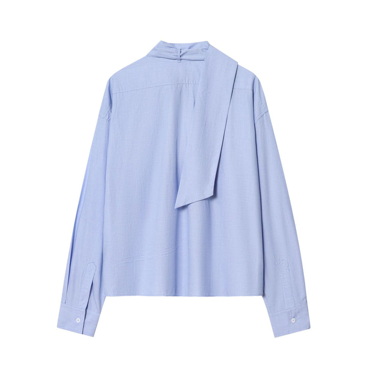 Damen nan oversized Hemdbluse mit dekorativer Schluppe, cropped Boxy-Schnitt und aufgesetzter Brusttasche Drune
