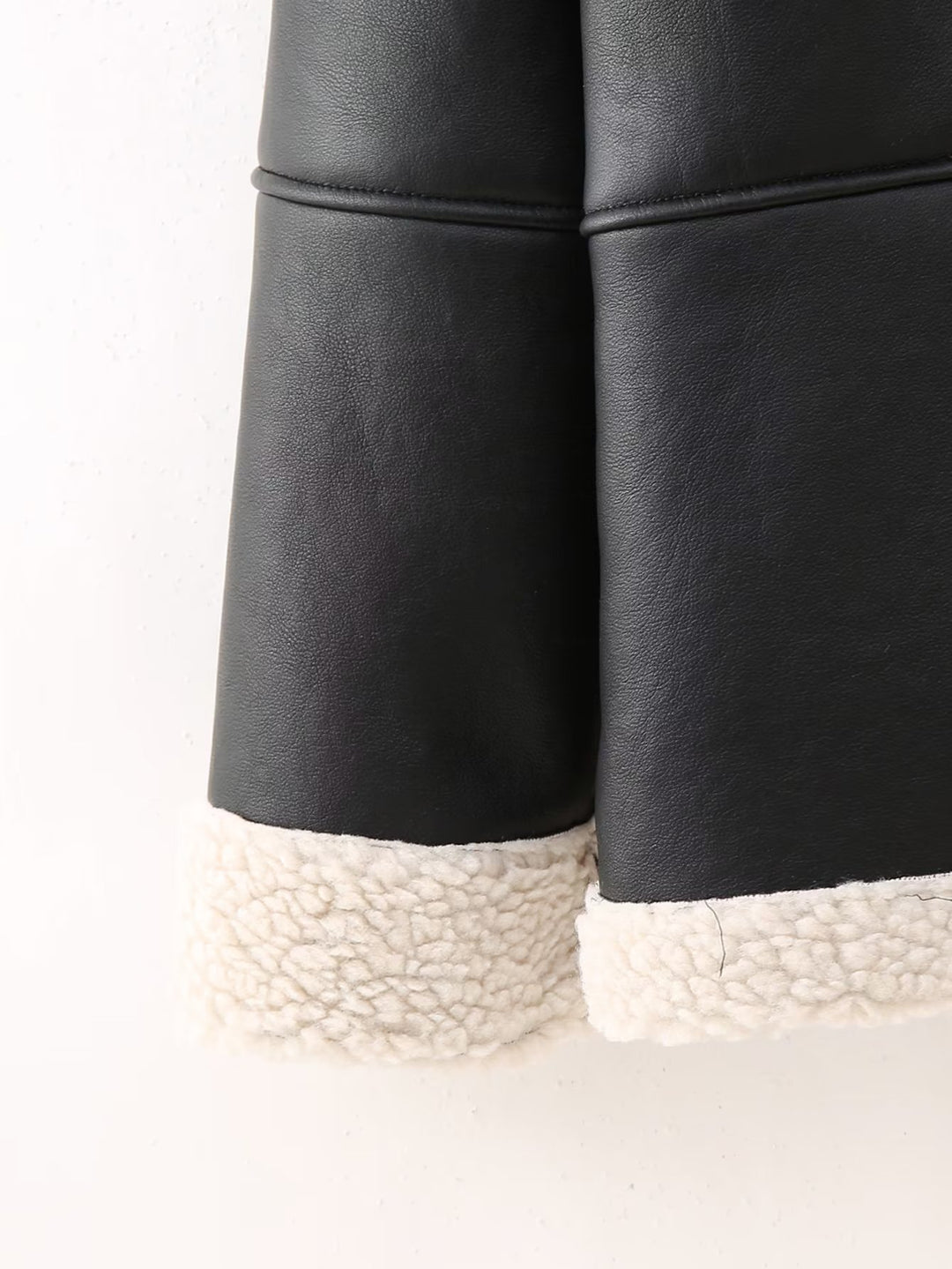 Damen Kunstlederjacke mit kuscheligem Innenfutter und hohem Kragen Drune